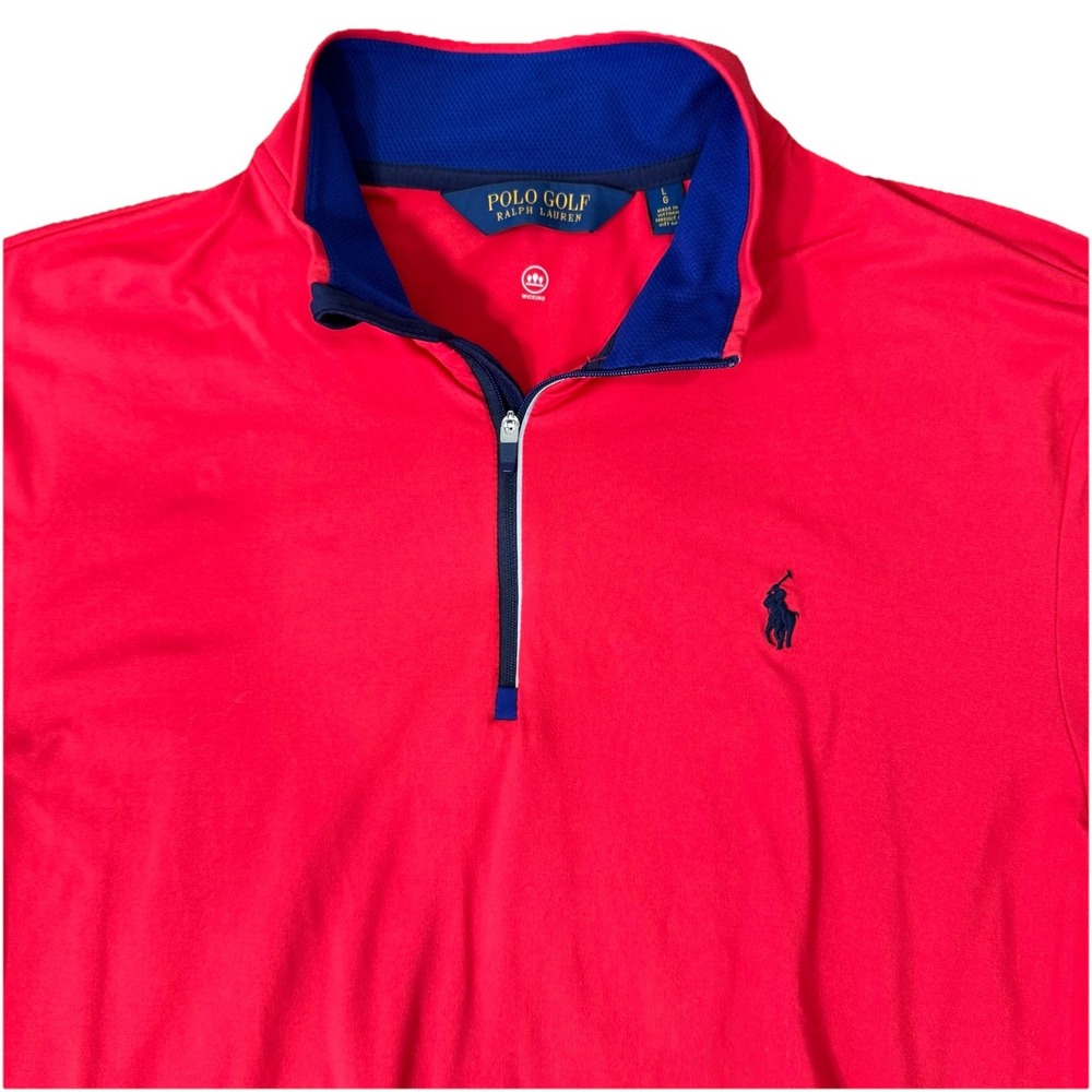 Polo Golf Red 1/4 Zip Pullover‎ Jacket Men's L Lightweight Moisture-Wicking Pony